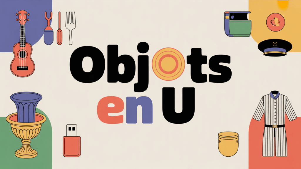 objets en u divers sur fond coloré