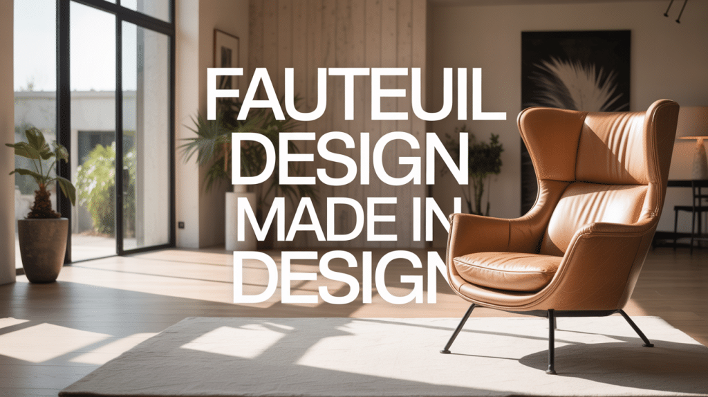 fauteuil design made in design cuir beige salon lumineux