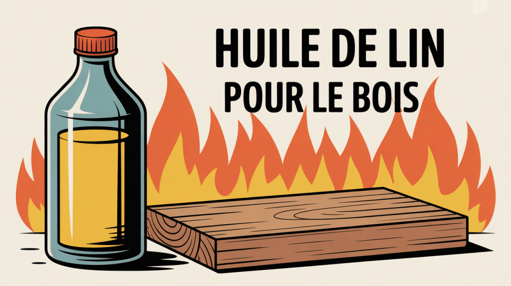 bouteille huile de lin bois danger planche flammes