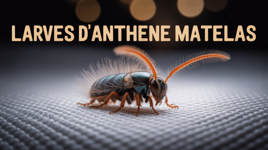 gros plan larve d anthrène matelas sur tissu blanc
