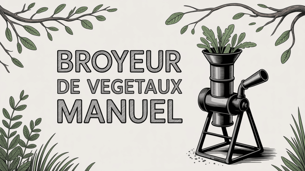 Illustration broyeur manuel artisanal avec châssis et manivelle
