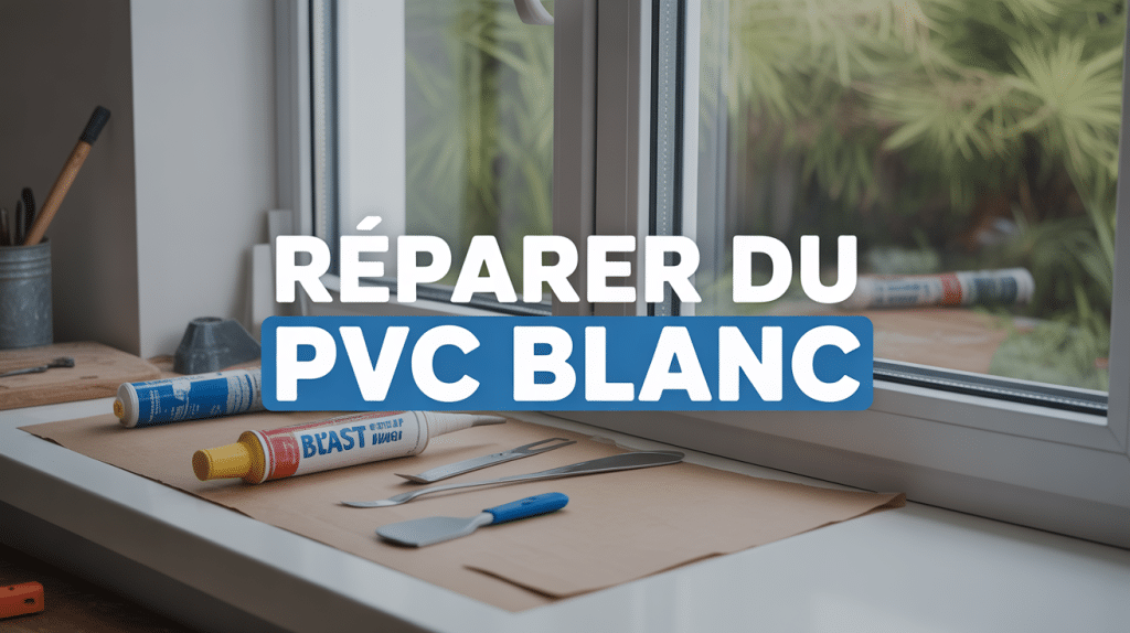Fenêtre en PVC blanc avec outils de réparation