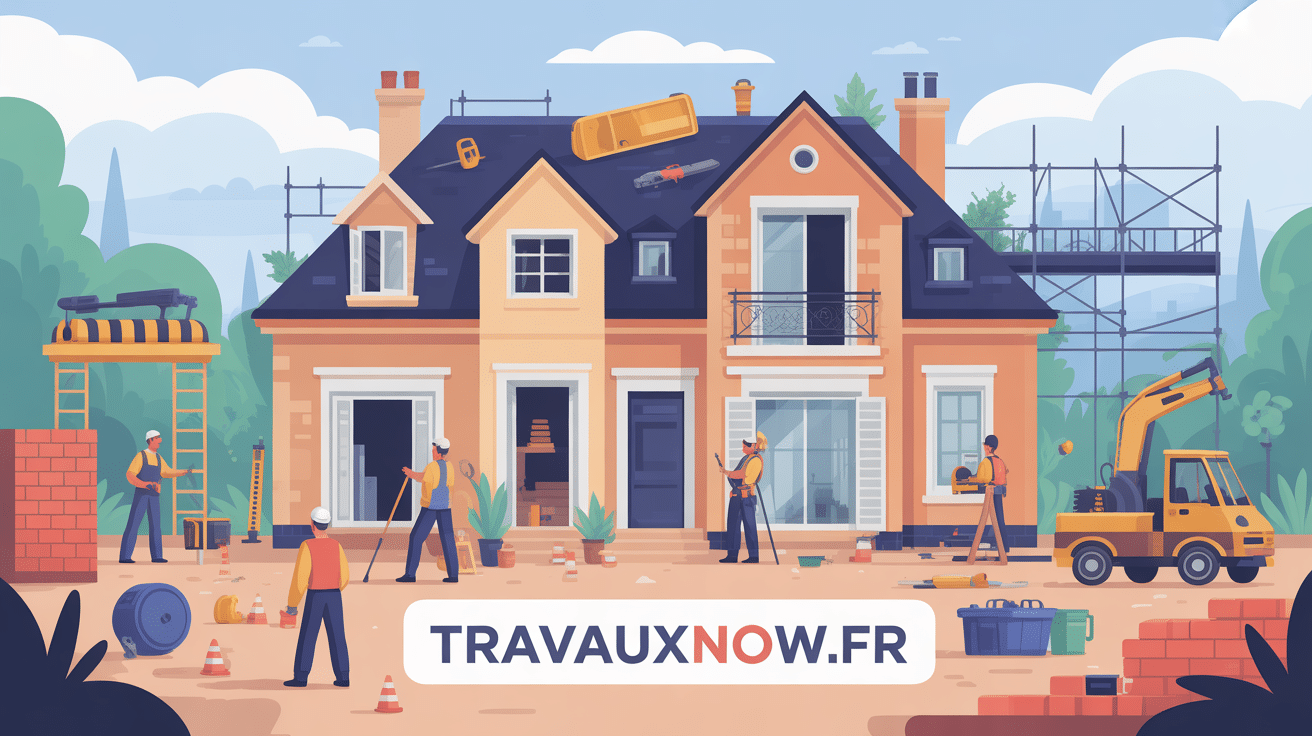 Maison en rénovation avec ouvriers TravauxNow.fr