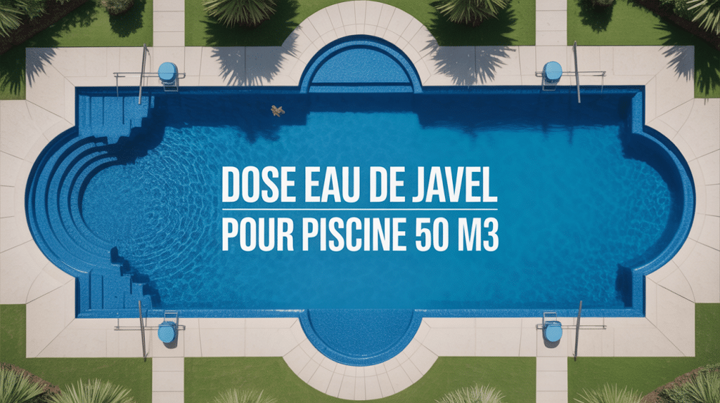 Vue aérienne piscine 50m3 avec dose eau de javel