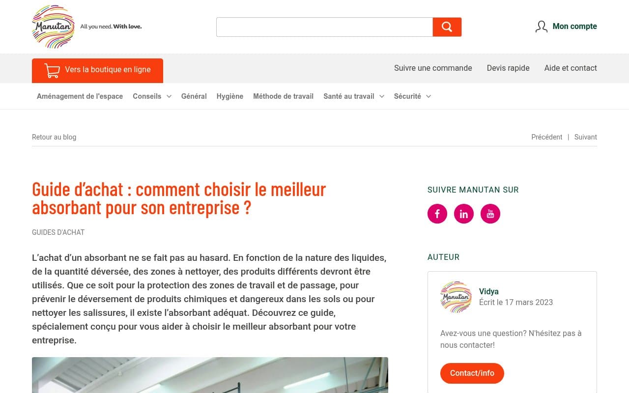 Apercu du site Manutan