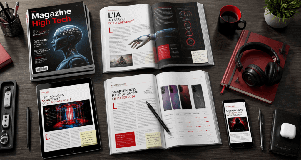 magazine high tech, bureau, accessoires technologiques