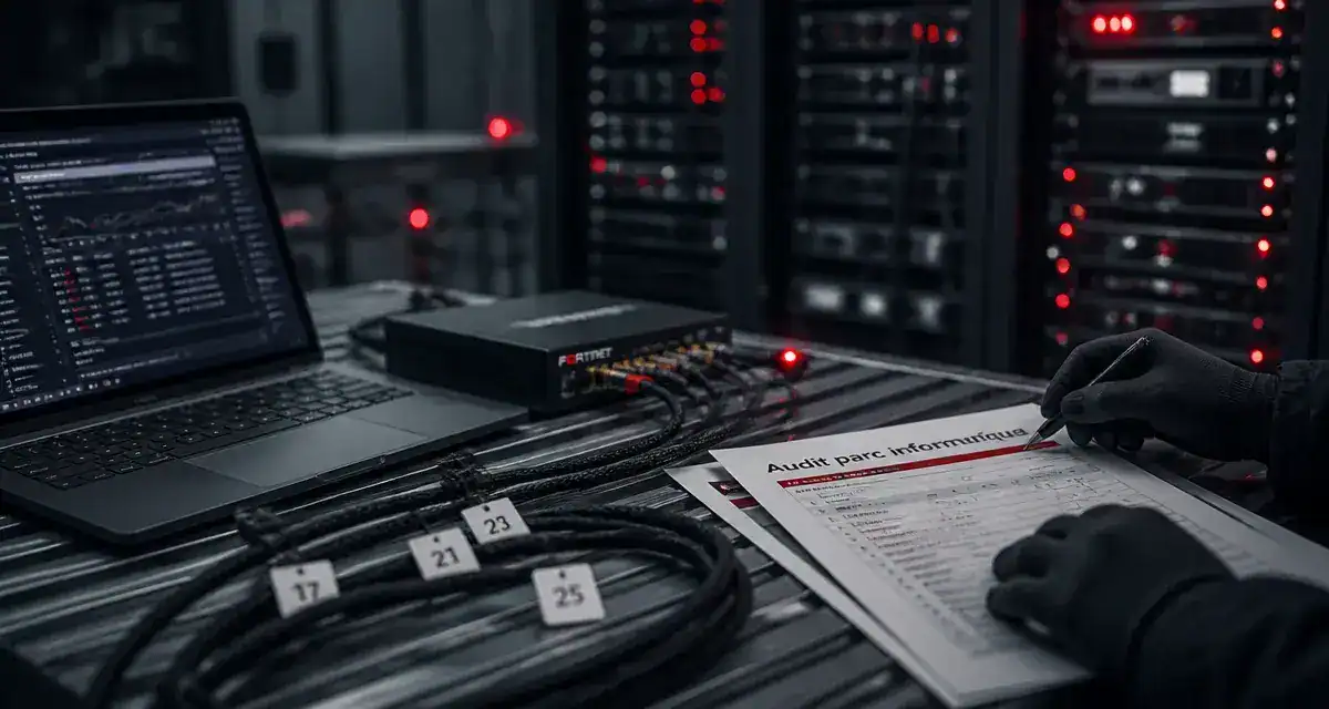 Audit parc informatique en salle serveurs, technicien et équipements sécurisés