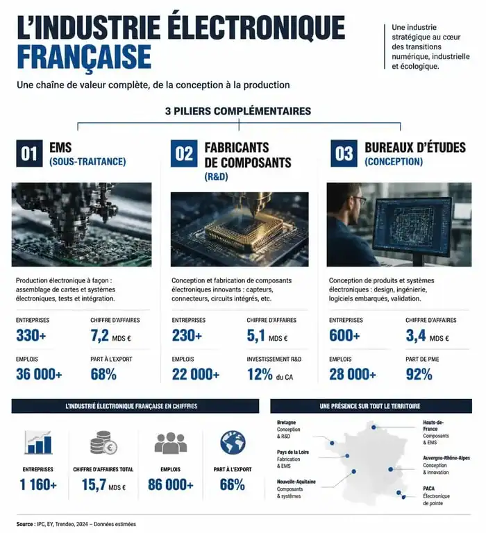 Structure de l'industrie électronique française : EMS, fabricants de composants et bureaux d'études