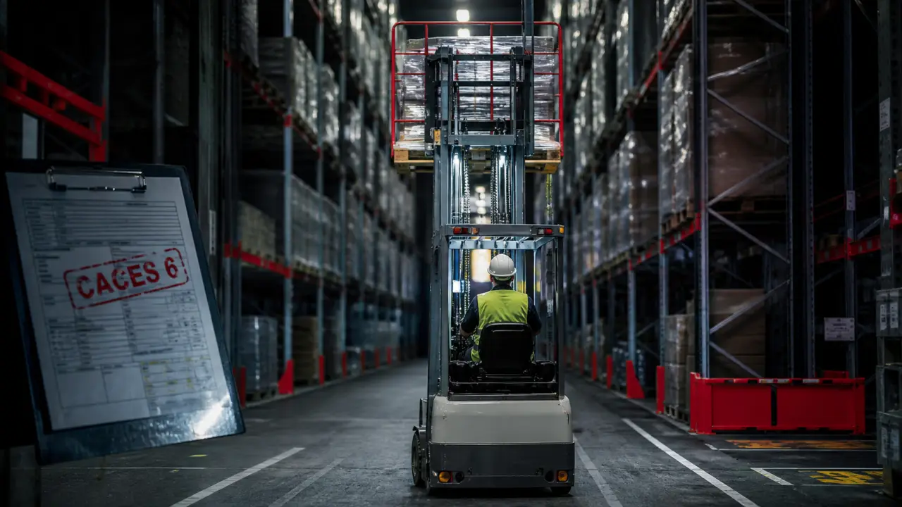 Chariot CACES 6 en allée étroite, travailler en hauteur